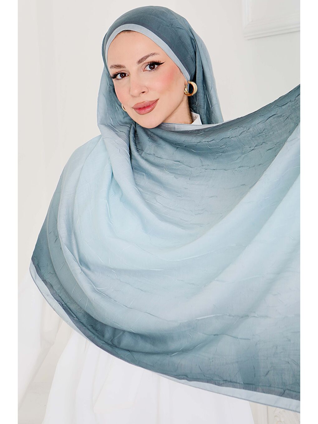 Yeşil Soft Degrade Bambu Crash Şal Mint - 27915-MINT-1