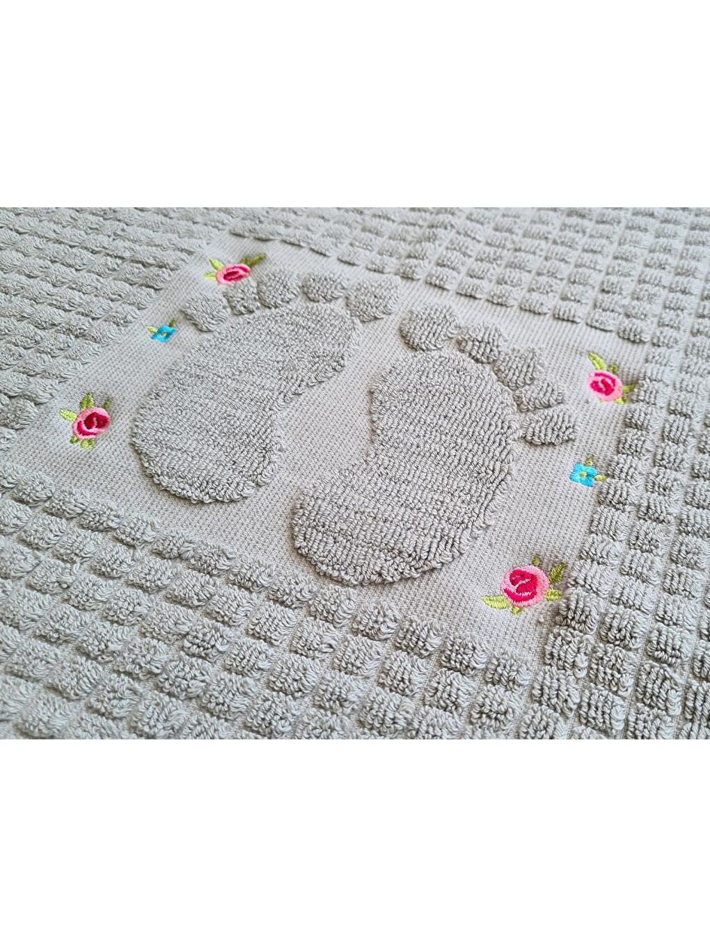 Güldestan Nakışlı Ayak Havlusu Gri-1