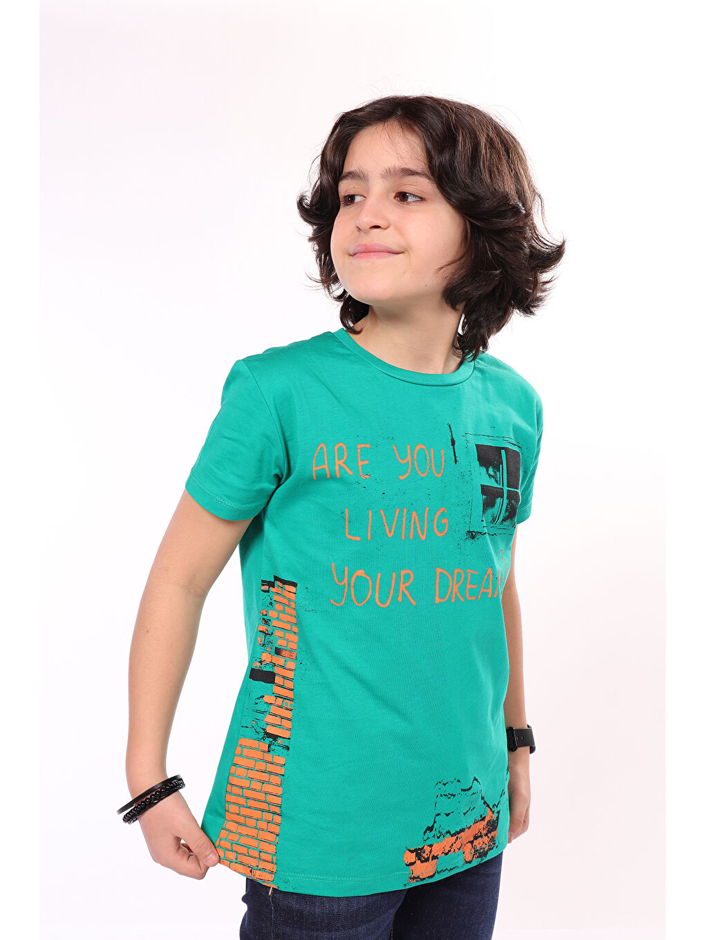 Yeşil Erkek Çocuk Baskılı Tişört