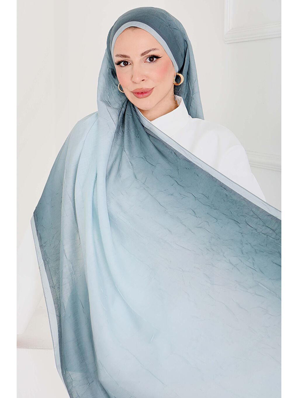 Yeşil Soft Degrade Bambu Crash Şal Mint - 27915-MINT-2