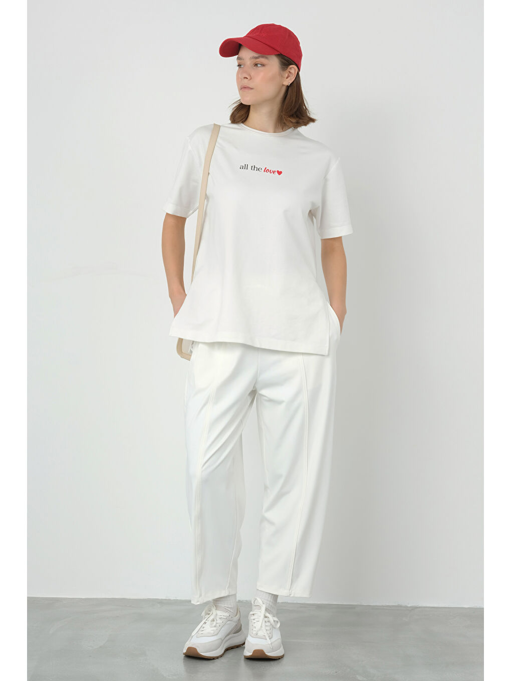 Parçalı Pantolon Beyaz-2