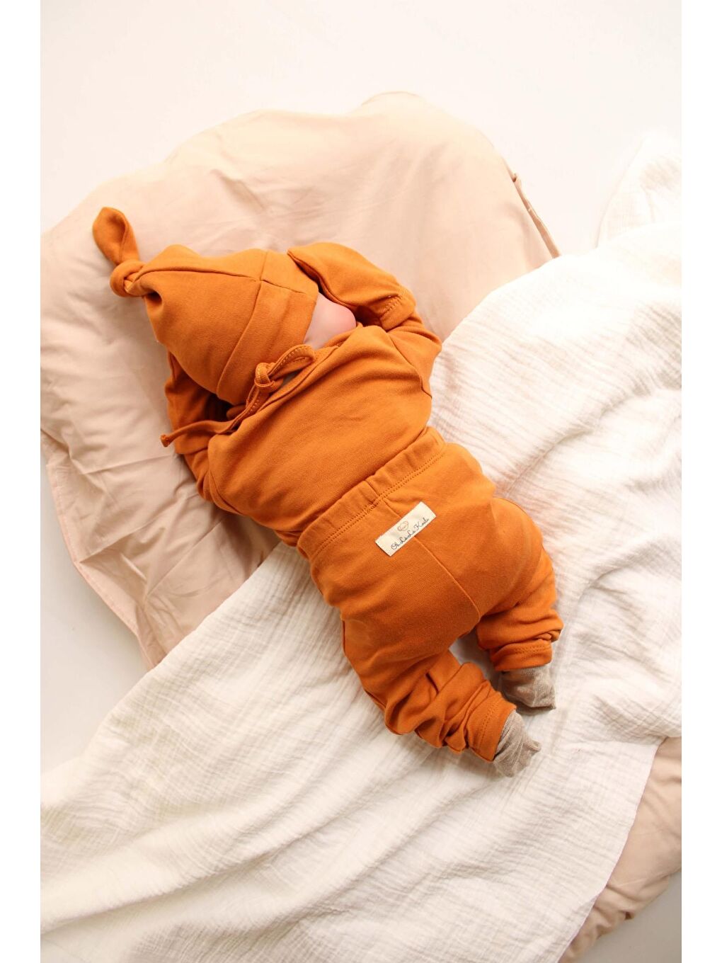 Kahverengi Ahtapot Nakışlı 5li Uzun Kollu Yenidoğan Set (0-3 Ay)-1