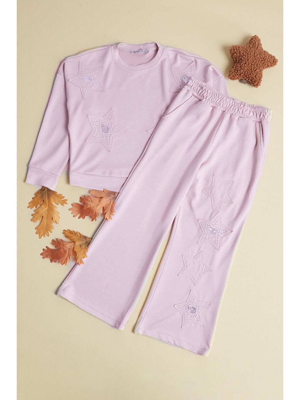 Pembe Yıldız Nakışlı 2 Li Kız Çocuk Takım-2