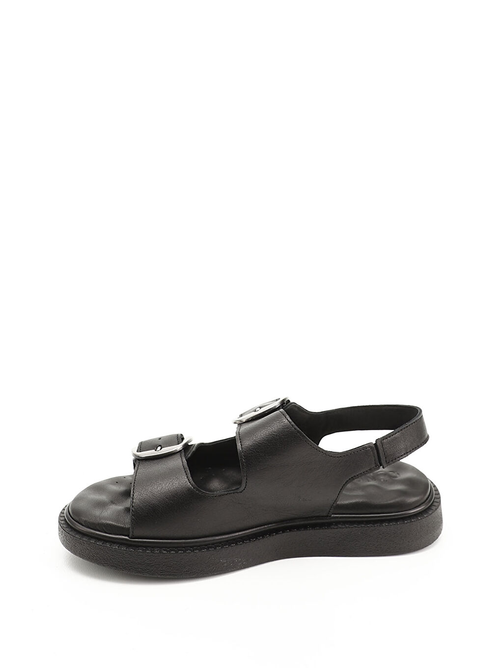 Mor Kadın ZÜMRÜT-SİYAH Cırtlı Tokalı Hakiki Deri Comfort Sandalet-2