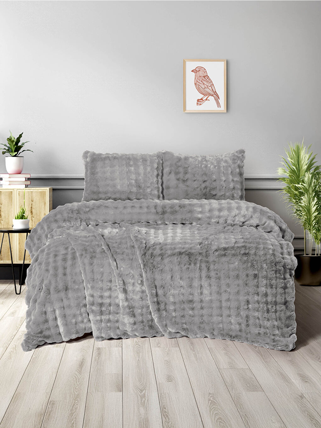 Dıamond 3 Parça Bubble Comforter Yorgan Seti 220x240 Gri GRI
