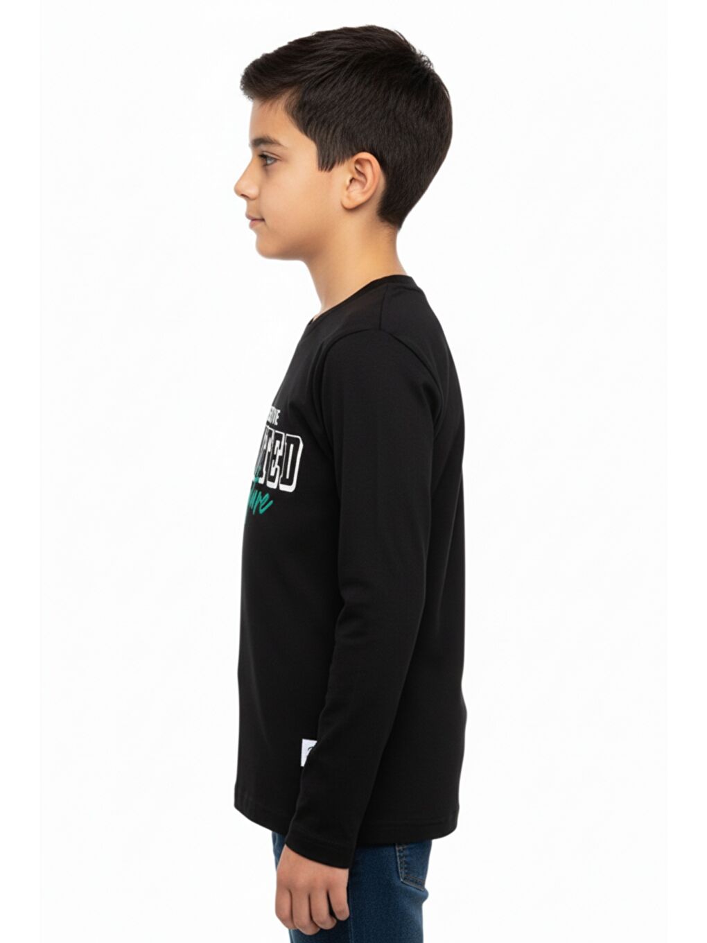 Siyah Erkek Çocuk Baskılı Tişört-1