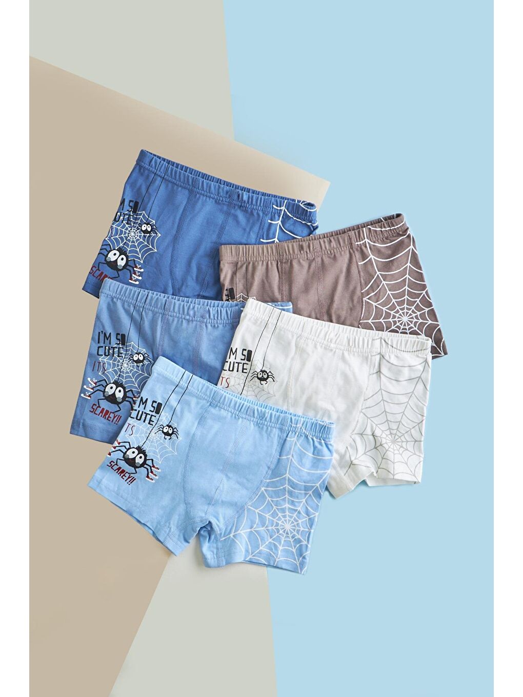 Karışık Erkek Çocuk 5 Li  Paket Örümcek Baskılı Boxer Çok Renkli-0