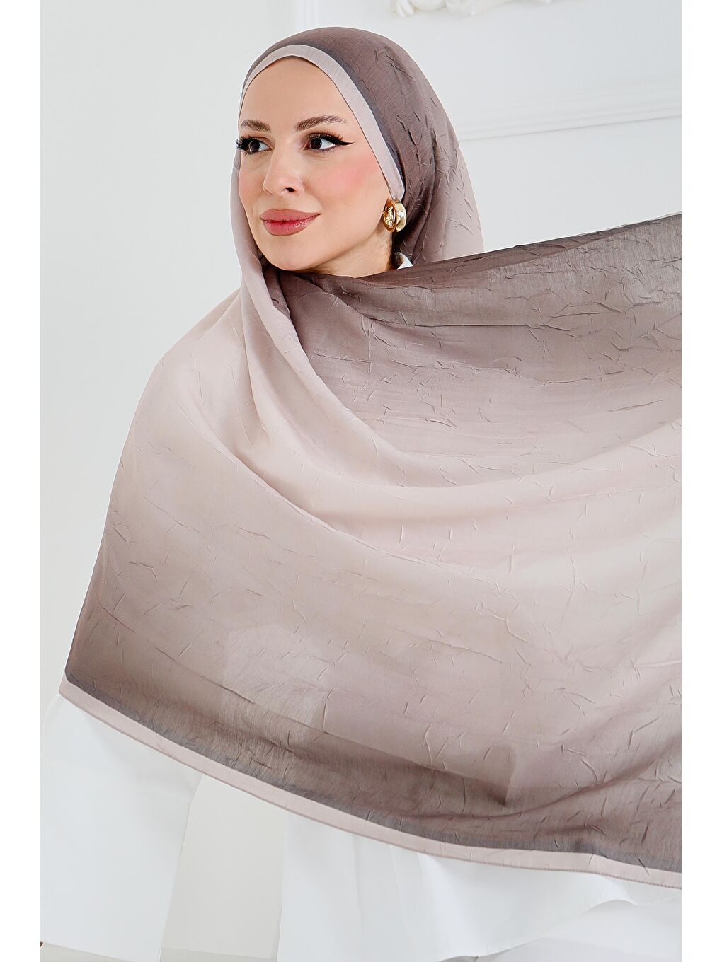 Soft Degrade Bambu Crash Şal Bej - 27915-BEJ