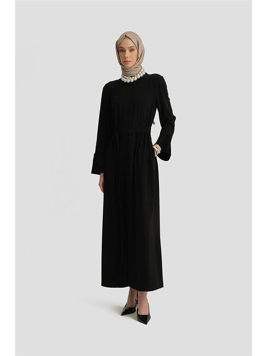 Manşeti Katlanabilen Ferace 25Y8300 Siyah-1