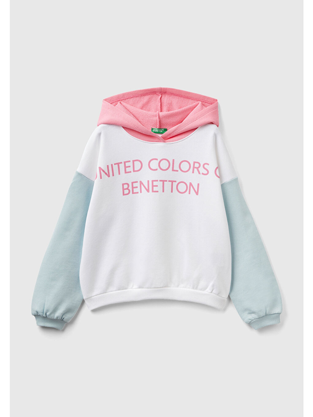 United Colors Of Benetton Kız Çocuk Beyaz  Yazılı Kapüşonlu Sweatshirt