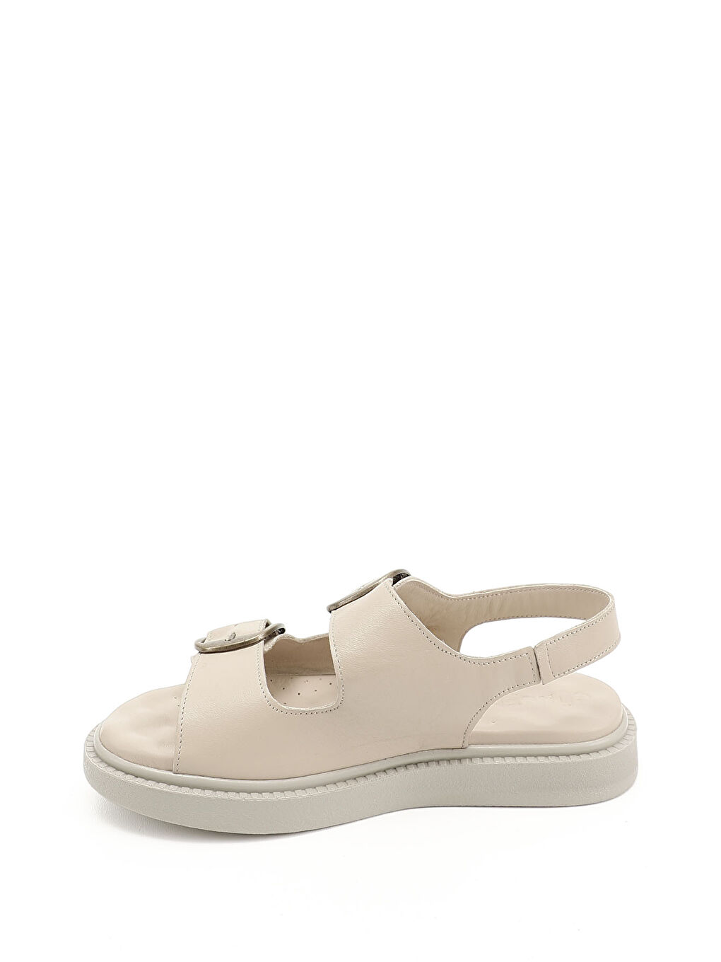 Bej Kadın BEJ-CAMEL Cırtlı Tokalı Hakiki Deri Comfort Sandalet-1