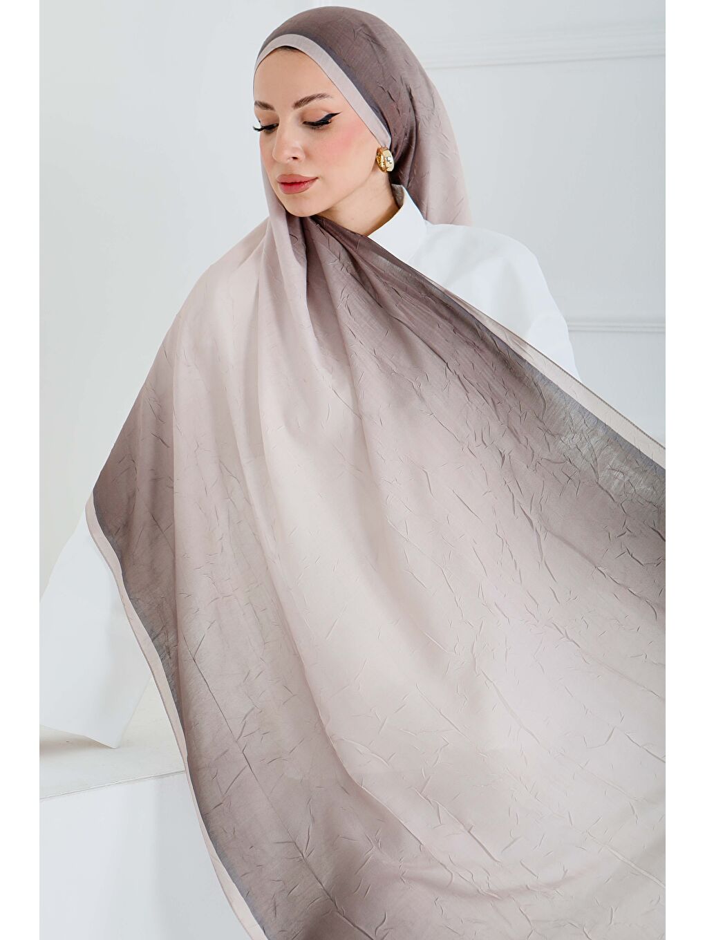 Soft Degrade Bambu Crash Şal Bej - 27915-BEJ-1