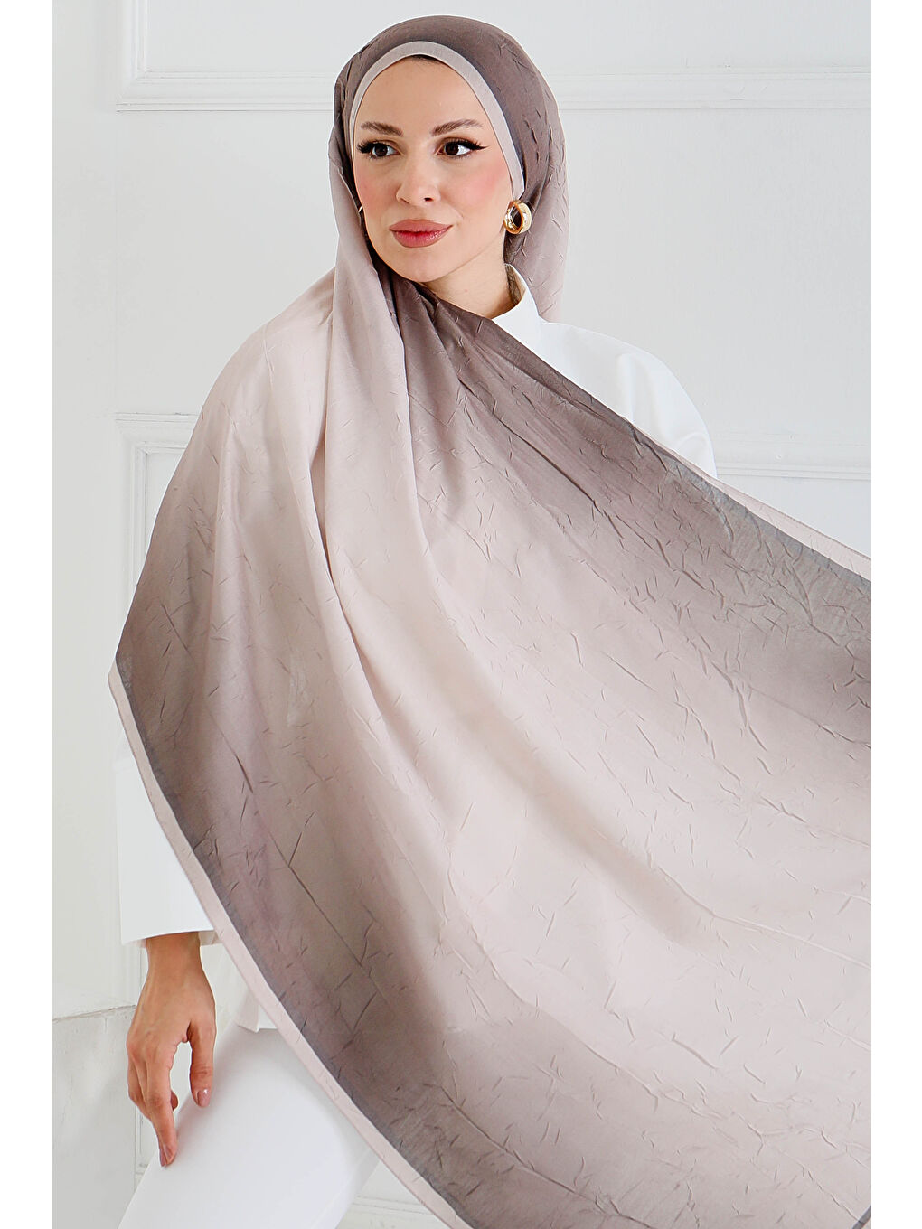 Soft Degrade Bambu Crash Şal Bej - 27915-BEJ-2