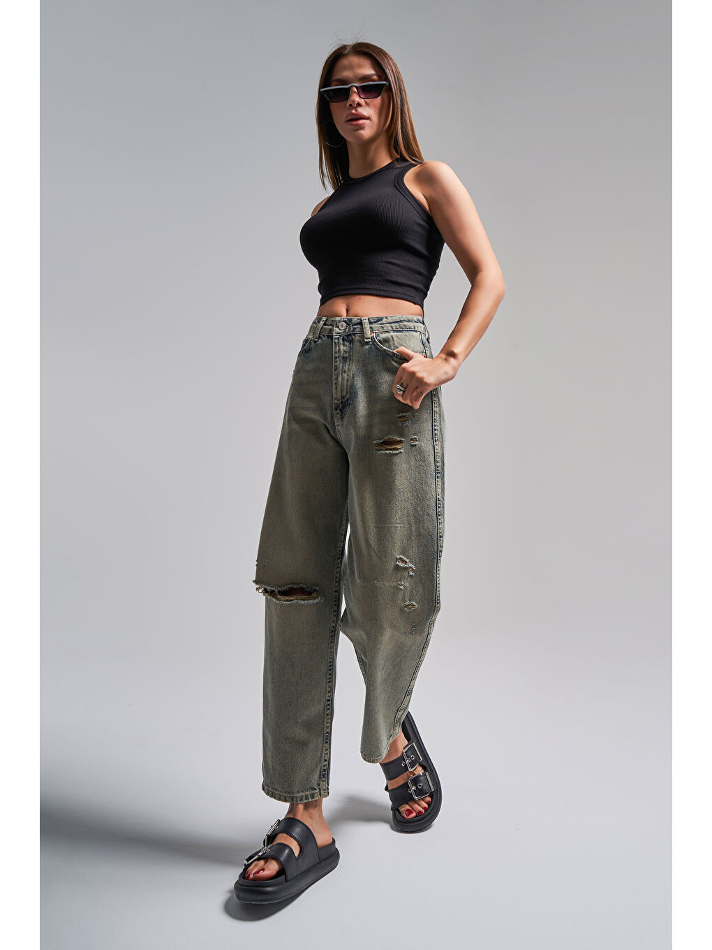 Mavi Kadın T.Kot Rengi 12s5-46 Relax Fit %100 Pamuk Yırtık Detaylı Denim Jean-1