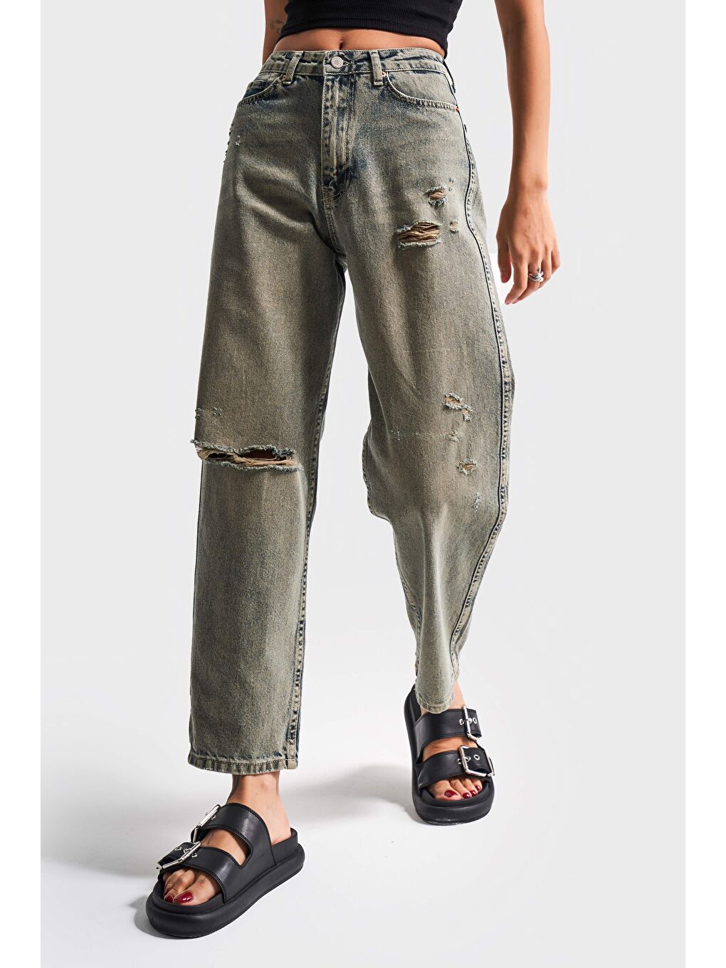 Mavi Kadın T.Kot Rengi 12s5-46 Relax Fit %100 Pamuk Yırtık Detaylı Denim Jean-2