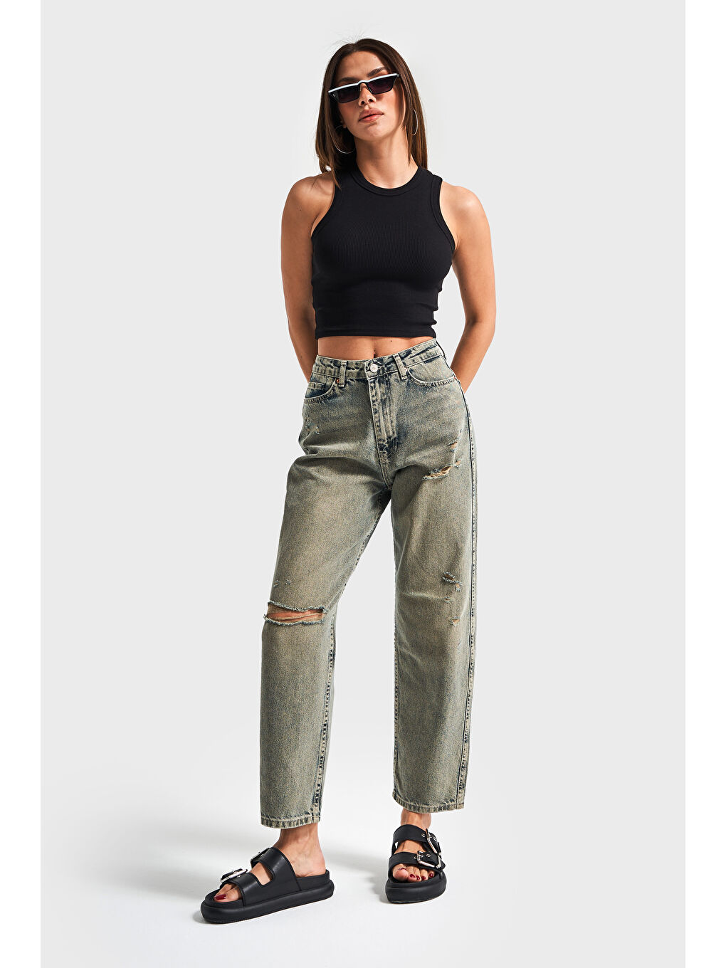 Mavi Kadın T.Kot Rengi 12s5-46 Relax Fit %100 Pamuk Yırtık Detaylı Denim Jean-4