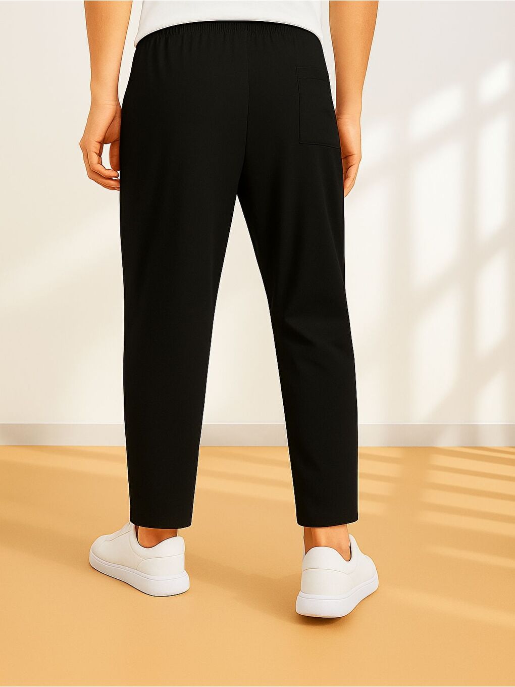 Siyah Erkek Pantolon Beli Lastikli Jogger Pantolon Cepli Fit ERKEK-JOGGER-4