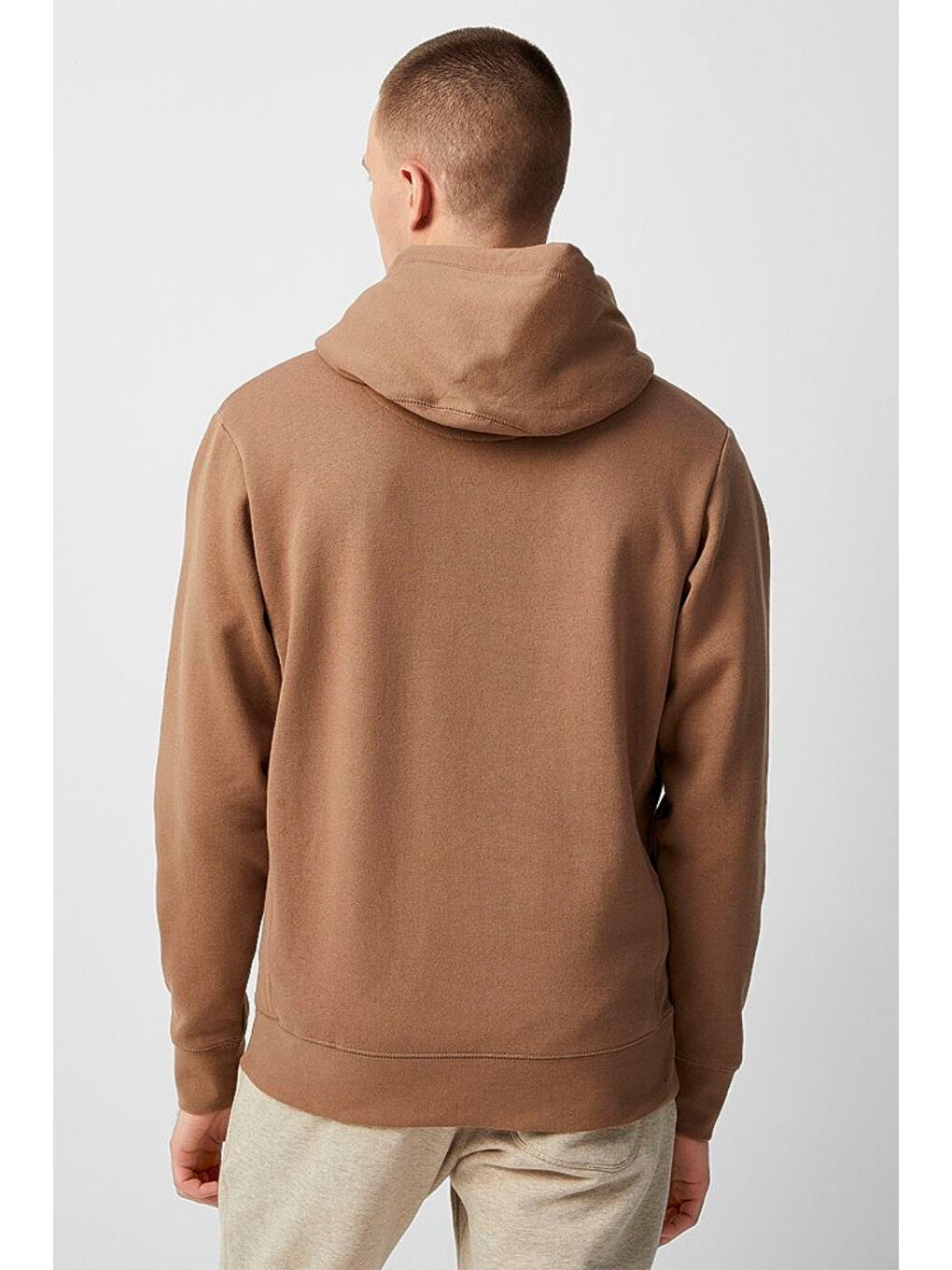 Pembe Kapüşonlu Standart Kalıp İçi Polarlı 3 İplik Kalın Erkek Büyük Beden Hoodie spr25sw55-1