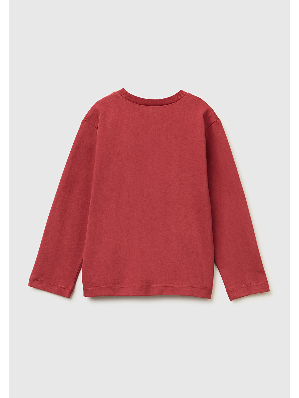 Erkek Çocuk Bordo Önü Logo Baskılı Jarse Uzun Kollu T-shirt-1