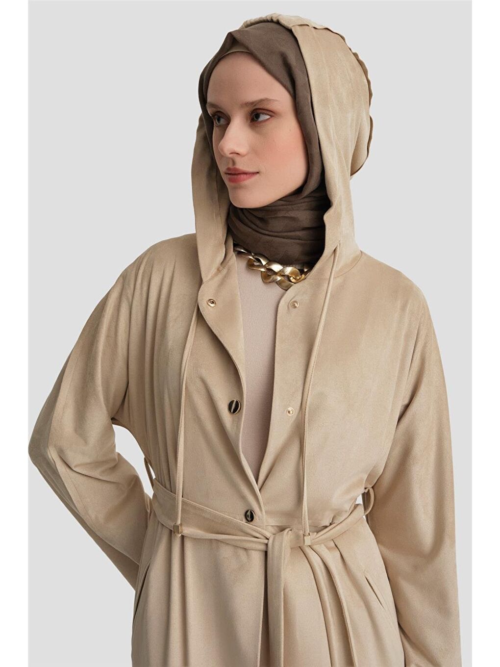 Kesim Detaylı Süet Giy Çık 24K5606 Bej-2