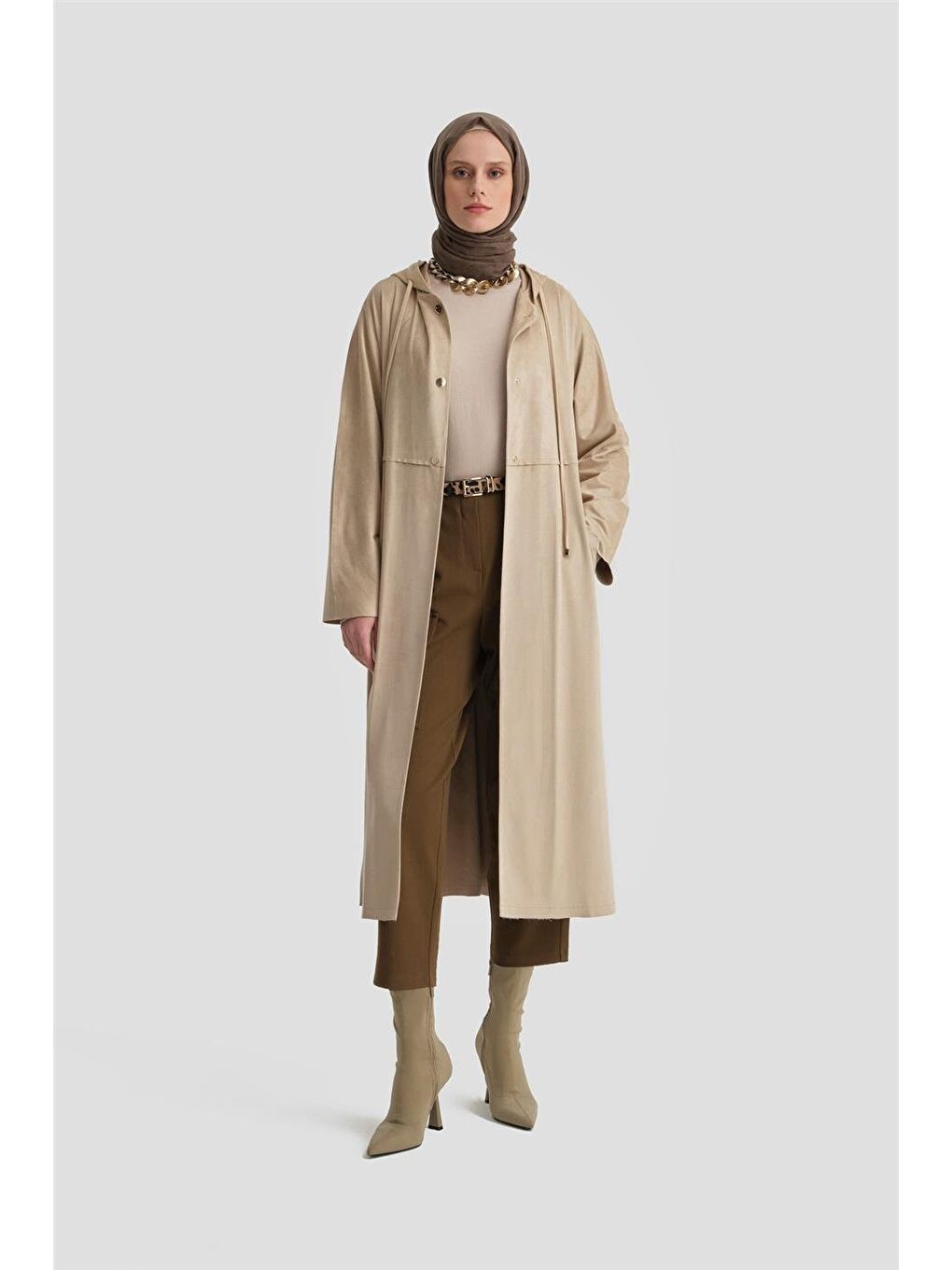 Kesim Detaylı Süet Giy Çık 24K5606 Bej-3