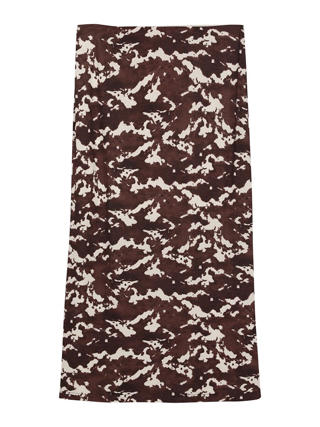 Dalga Desenli Midi Boy Etek Kahverengi-1