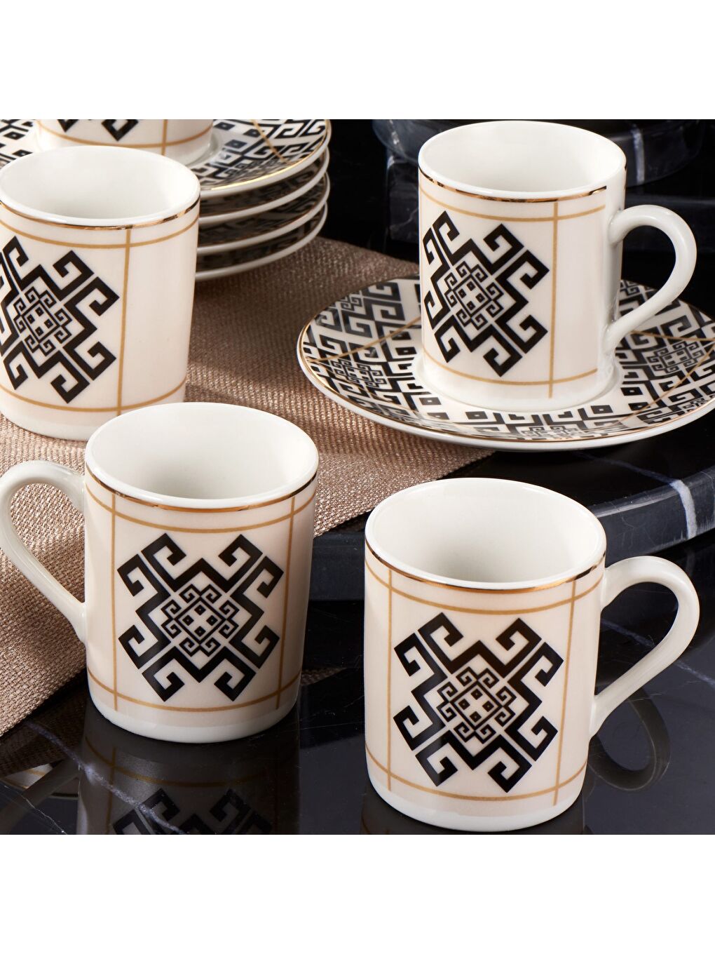 Ekru CAMELİ 12 PARÇA 6 KİŞİLİK KAHVE FİNCAN TAKIMI 62491-3