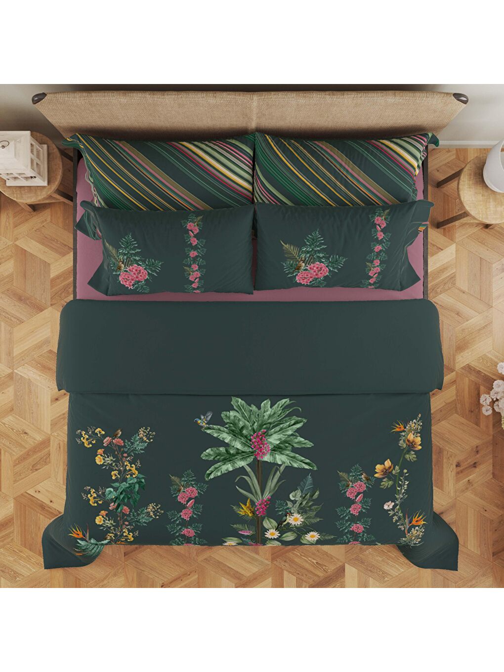 Karışık Baskılı,Desenli Çift Kişilik Nevresim Takımı (ÇARŞAFSIZ) 200x220 cm-2