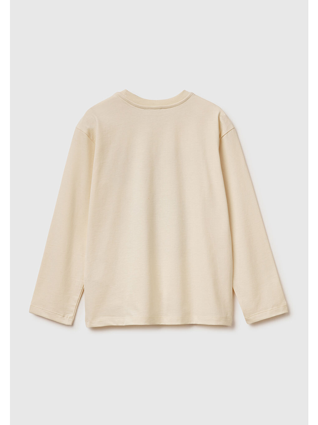 Ekru Erkek Çocuk Krem Baskılı Jarse Bisiklet Yaka Uzun Kollu T-shirt-1