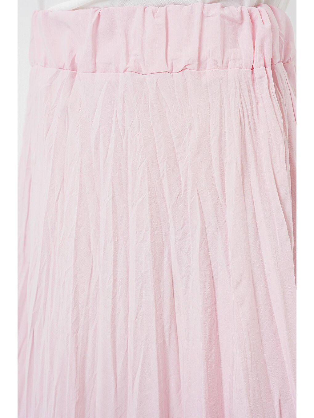 Pembe Kadın Uzun Kırışık Etek 8042 - Pudra-4