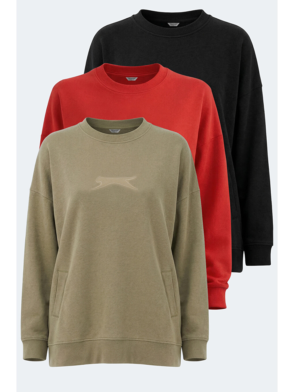 Karışık VIKENTI SW 3 LÜ SET Kadın Cepli Oversıze Sweatshırt