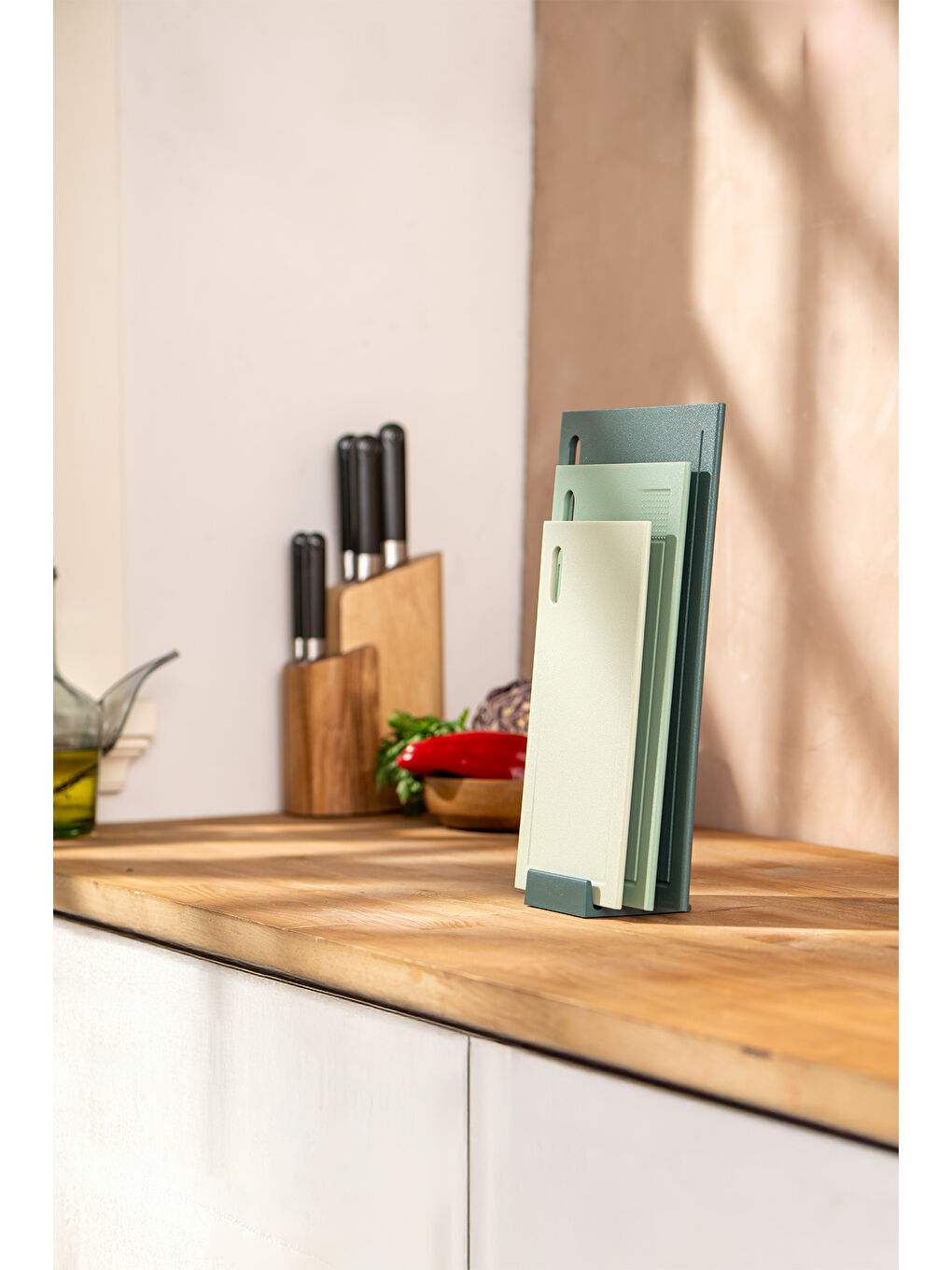 Yeşil Rustik 3'lü Plastik Kesme Tahtası Seti-3