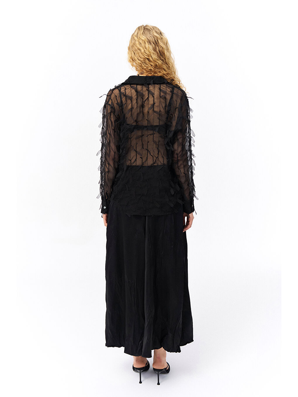 Beli Lastikli Pileli Midi Boy Etek Siyah-3