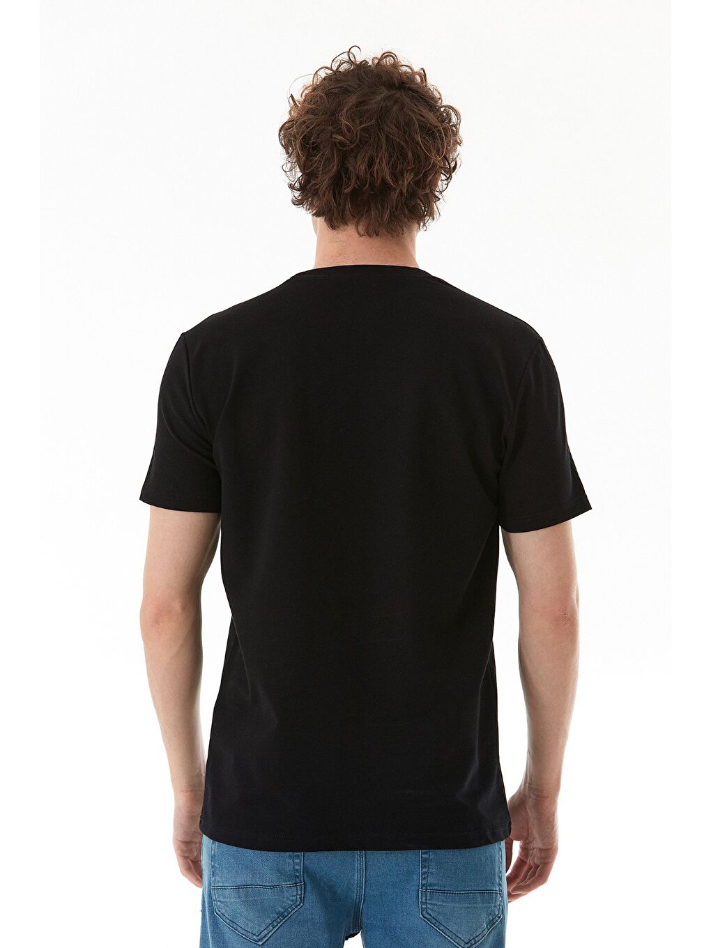 Siyah Silence Nakışlı Bisiklet Yaka Tişört-4