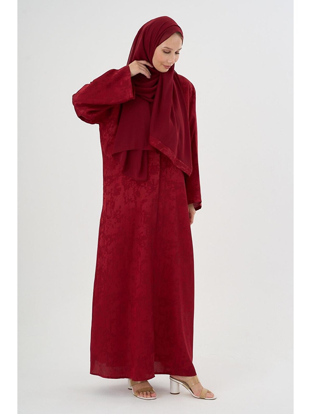 Bordo Kadın Sahar Luxe Abaya Ferace & Şal - Standart Beden