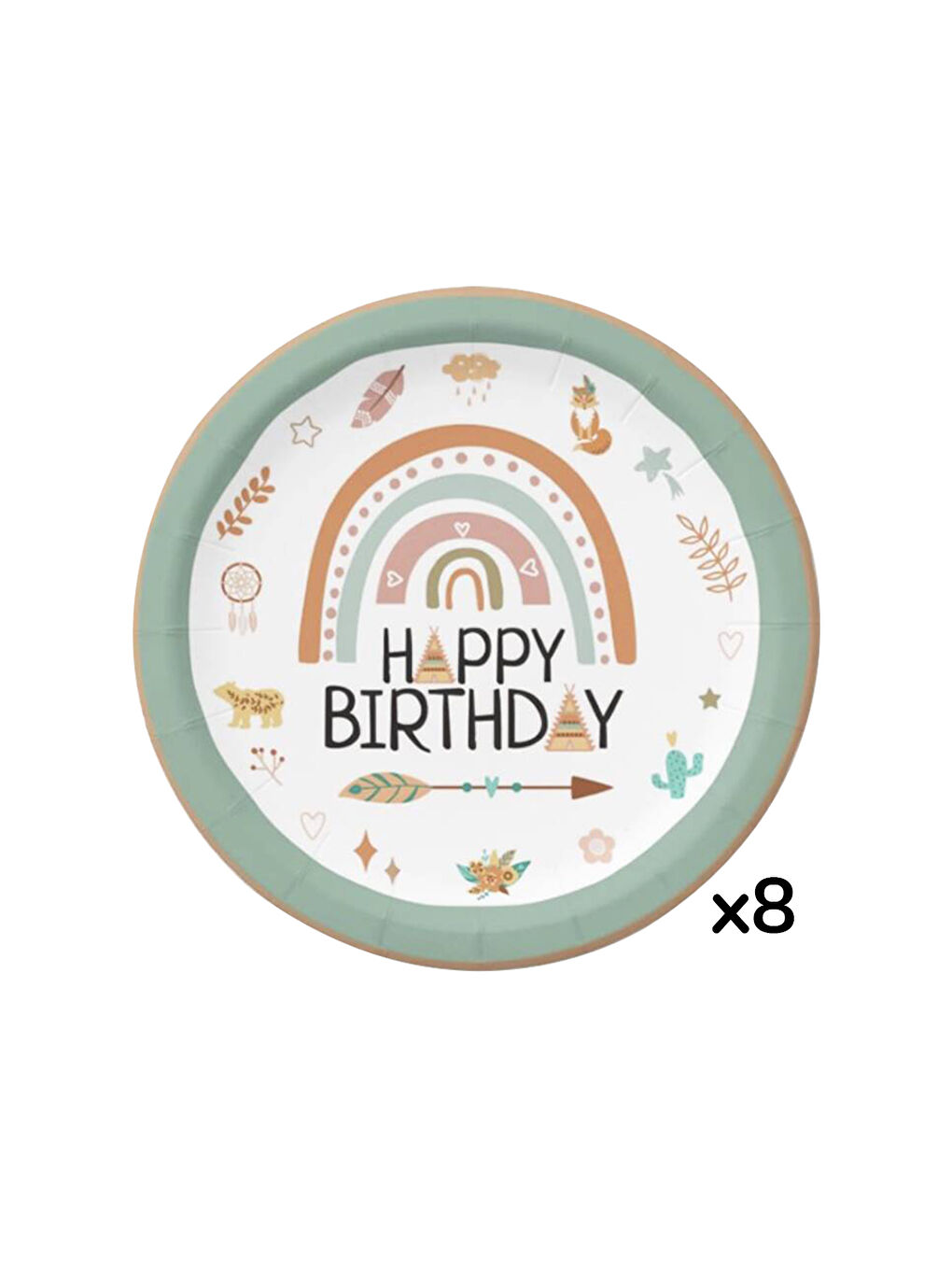 Yeşil Retro Temalı 8'li Bardak Tabak Set-1