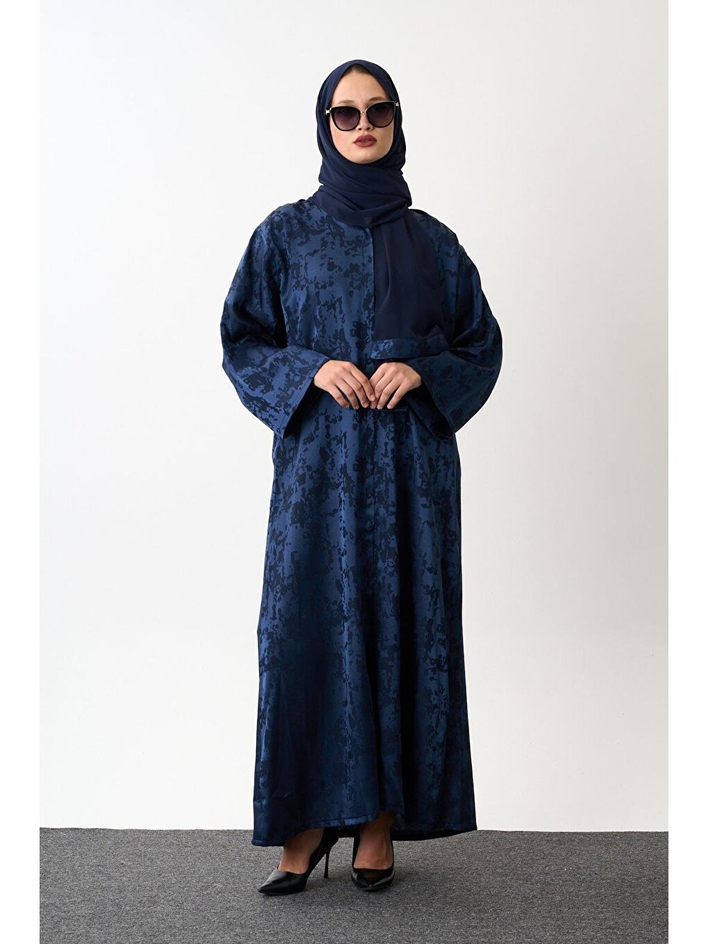 Lacivert Kadın Sahar Luxe Abaya Ferace & Şal - Standart Beden-1