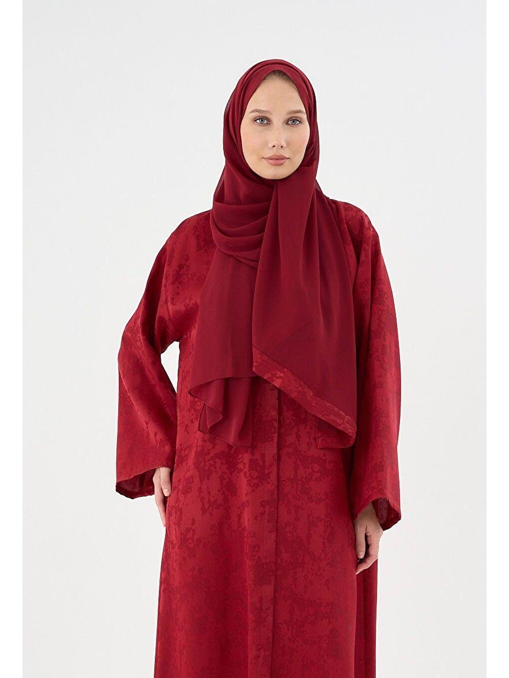 Bordo Kadın Sahar Luxe Abaya Ferace & Şal - Standart Beden-4