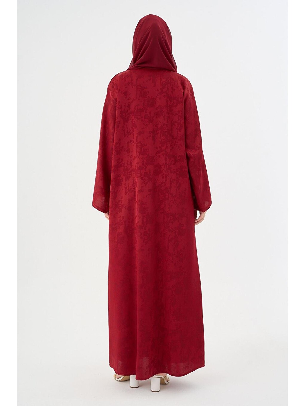 Bordo Kadın Sahar Luxe Abaya Ferace & Şal - Standart Beden-5