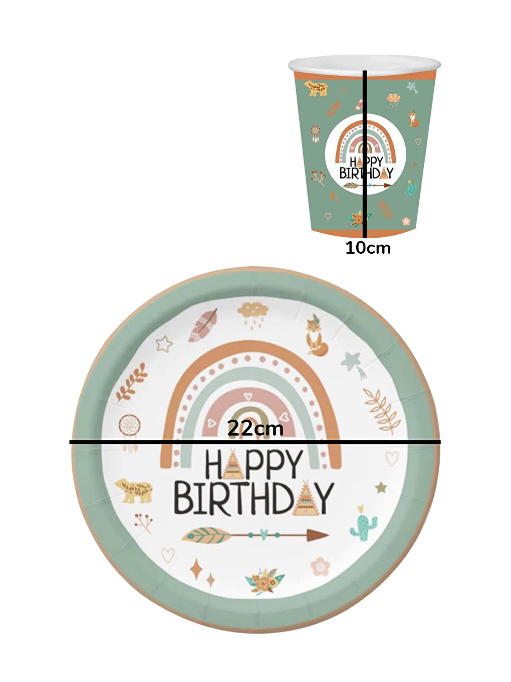 Yeşil Retro Temalı 8'li Bardak Tabak Set-3