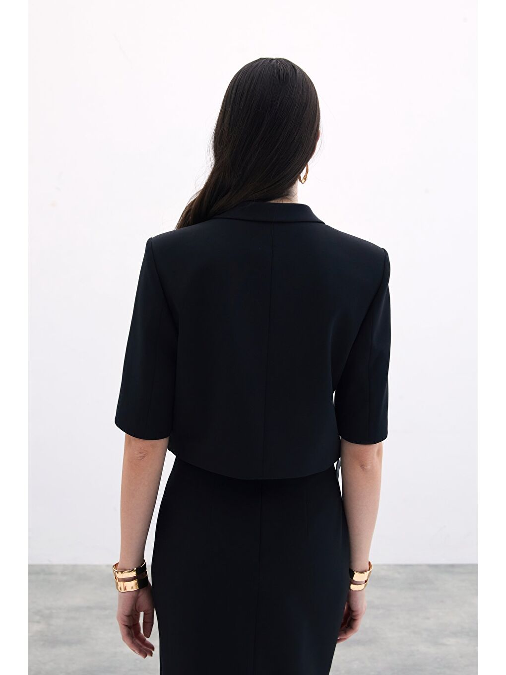 Kısa Kollu Ceket - Siyah-6