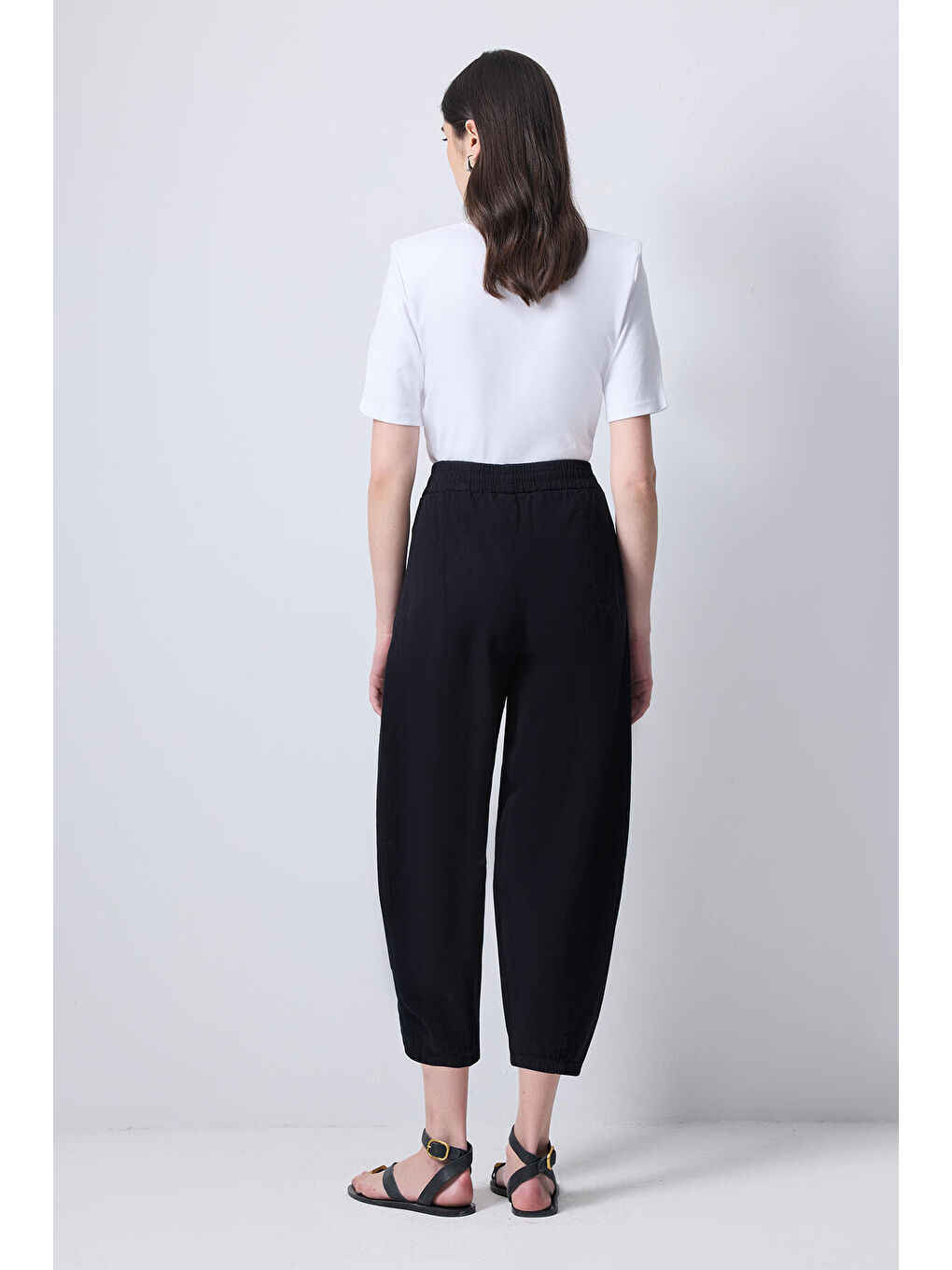 Siyah Beli Lastikli Havuç Pantolon-3