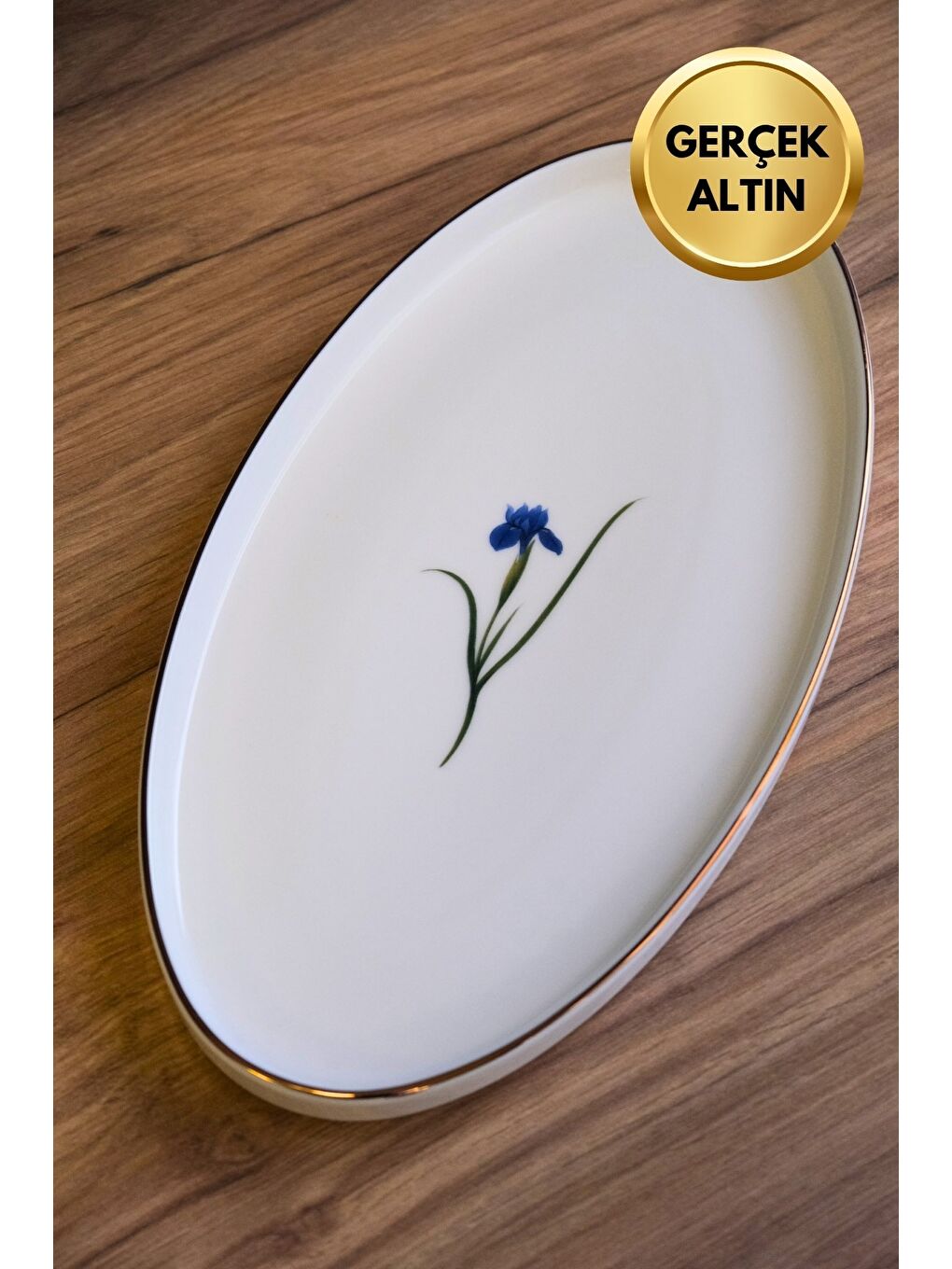 Karışık Porselen Natura İris Altın Yaldızlı Dik Yanaklı Kayık 32,50x17x2,50cm 6 lı-1