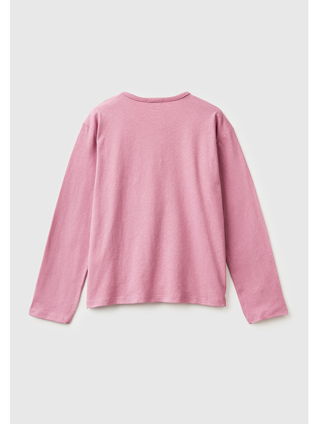 Pembe Kız Çocuk Gül Kurusu Grafik Payet İşlemeli Regular Fit Jarse Uzun Kollu T-shirt-1