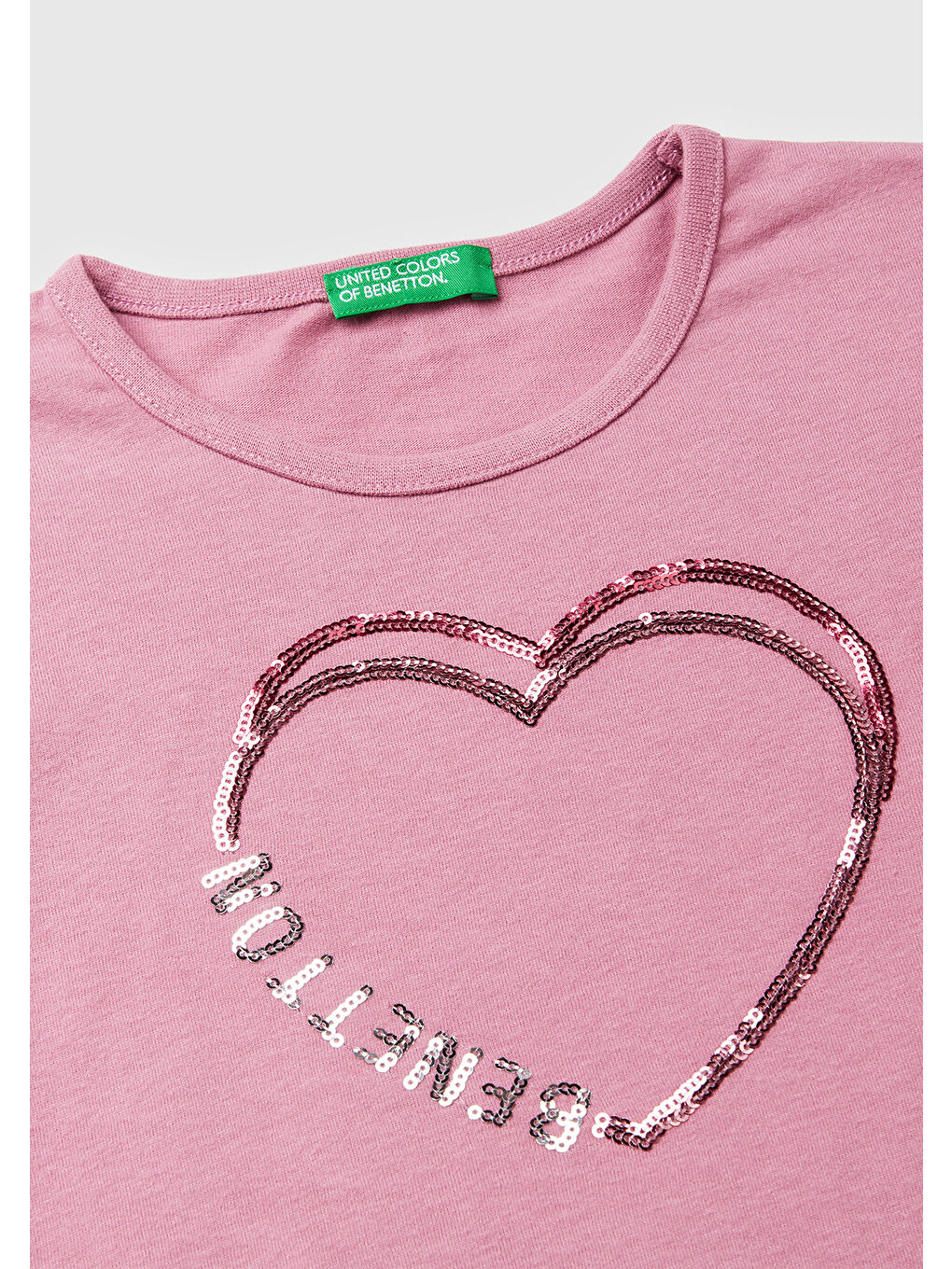 Pembe Kız Çocuk Gül Kurusu Grafik Payet İşlemeli Regular Fit Jarse Uzun Kollu T-shirt-2