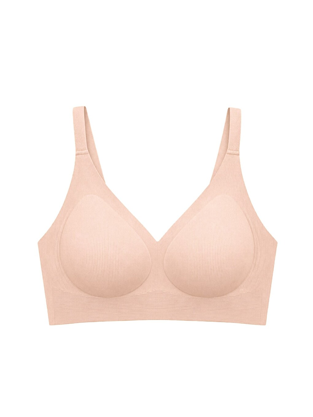 Bej Seamless Bra - Velora | Ten Lazer Kesim Balensiz Rib Dokulu Dikişsiz Kadın Sütyen