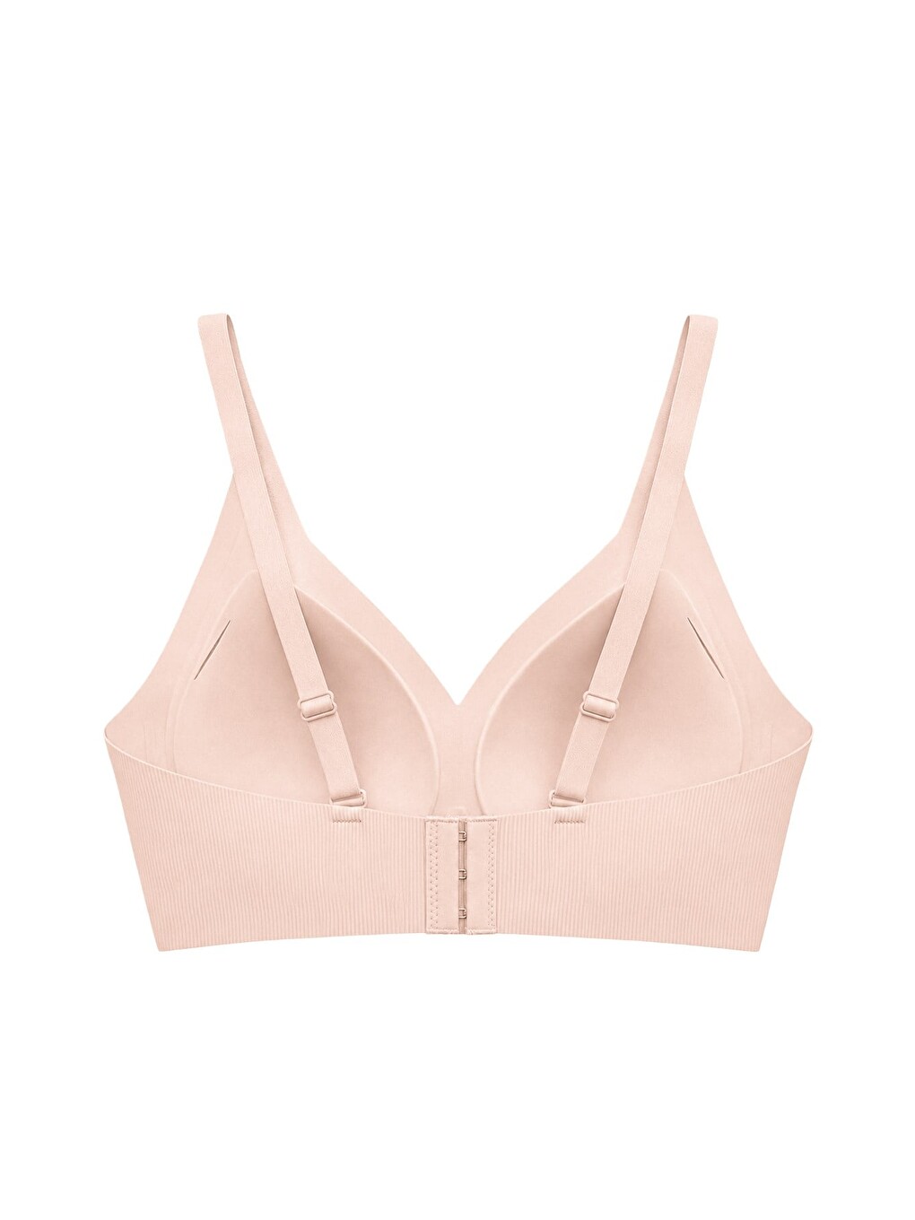 Bej Seamless Bra - Velora | Ten Lazer Kesim Balensiz Rib Dokulu Dikişsiz Kadın Sütyen-1