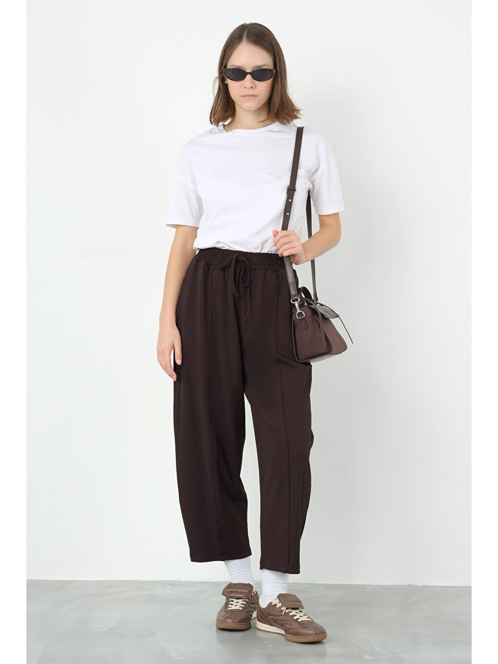 Kahverengi Parçalı Pantolon Koyu Kahve