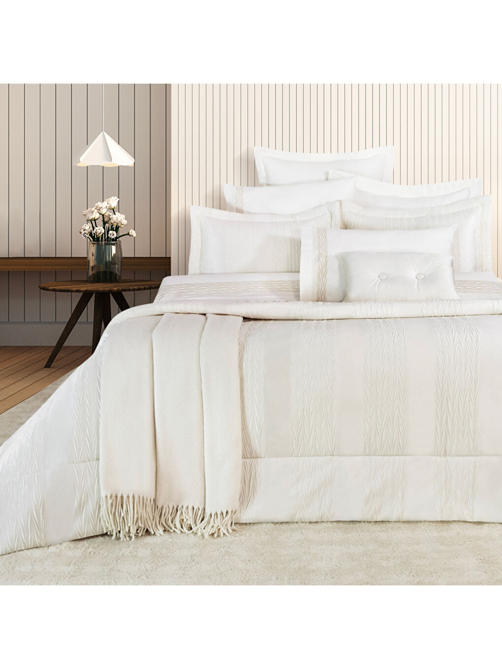 Ekru Diamond Çeyiz Seti 11 Parça-Krem-1