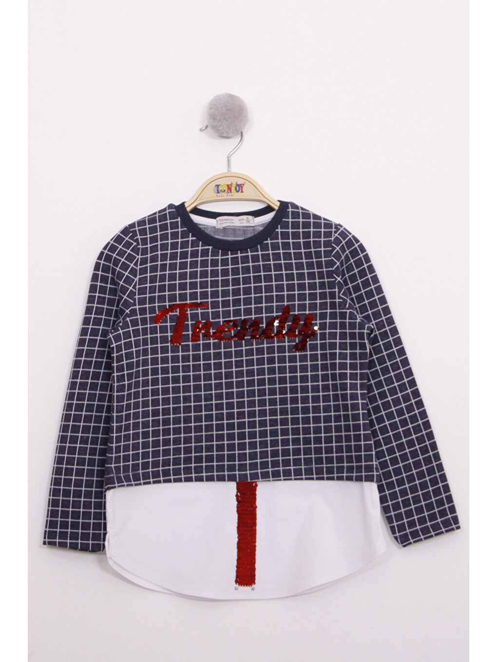 Lacivert Kız Çocuk Trendy Pullu Nakış Sweatshirt